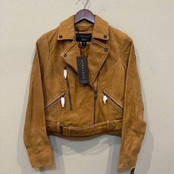 Bernardo Leather Moto Jacket XS Cognac - Picture 3 of 13